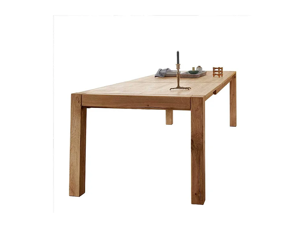 Tisch Massivholz ausziehbar aus Wildeiche Front Butterflyauszug