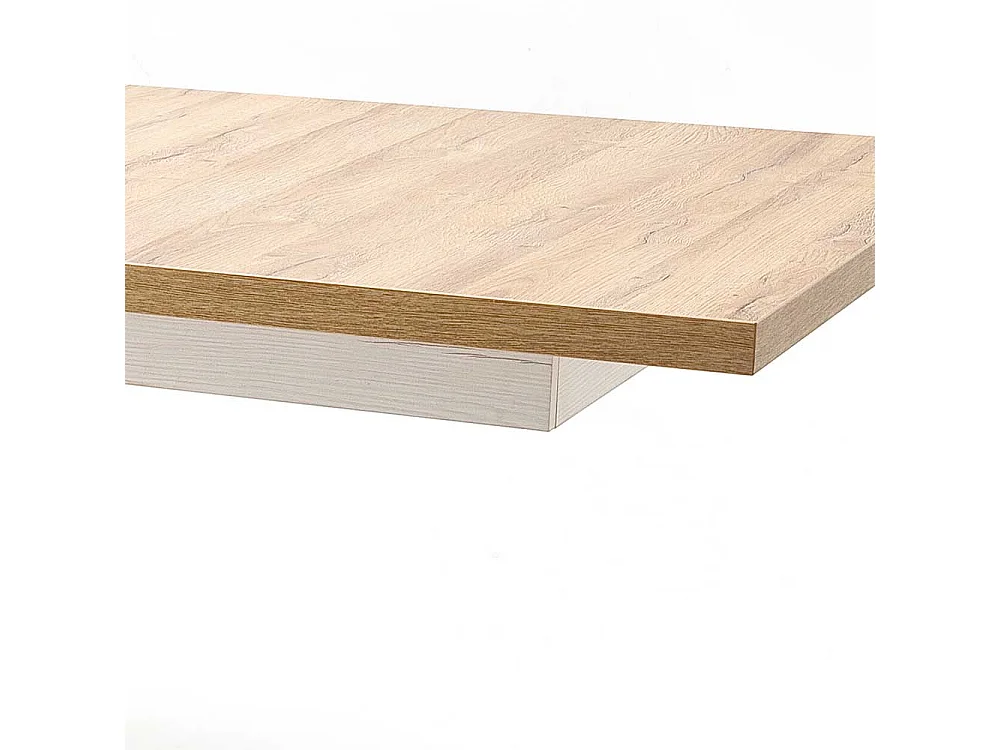 Ausziehbarer Landhaus Esstisch in Weiß und Eichefarben Säulengestell