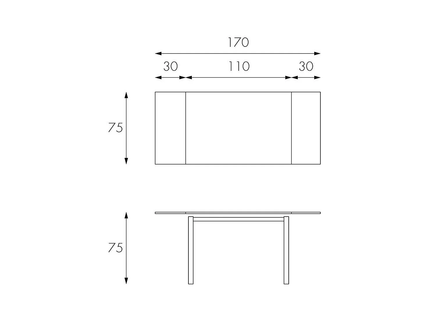 Ausziehbarer Tisch in Weiß Glasplatte