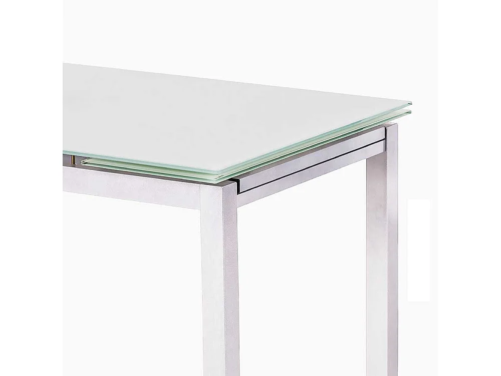 Ausziehbarer Tisch in Weiß Glasplatte