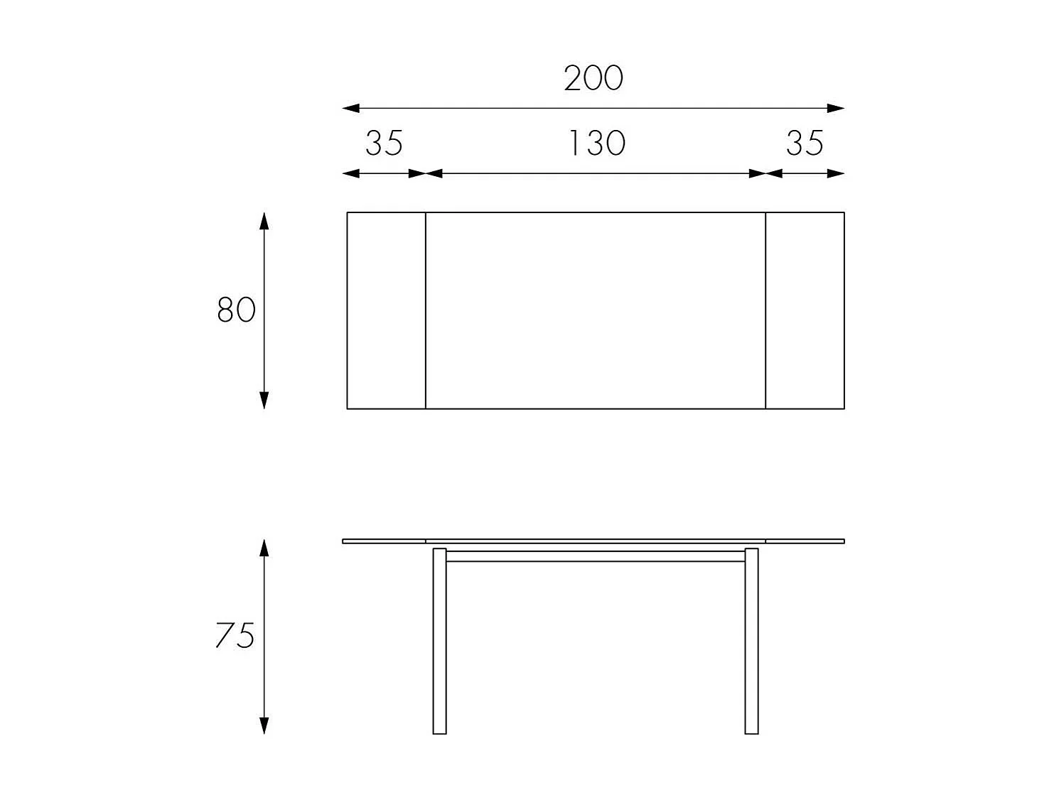 Ausziehbarer Tisch in Weiß Glasplatte