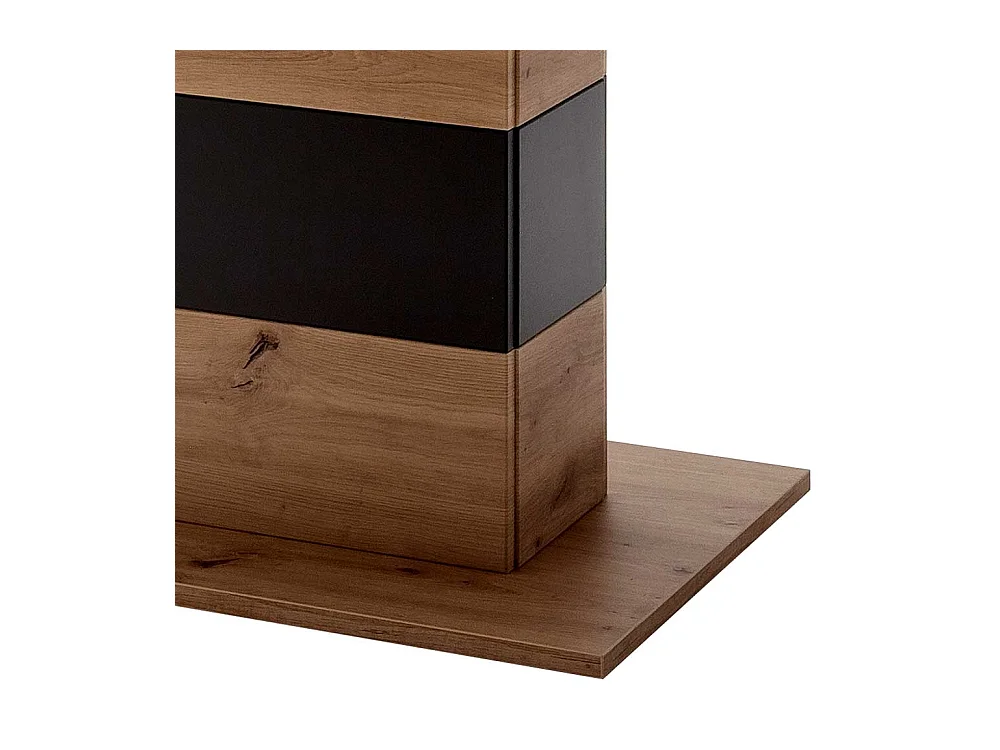 Ausziehbarer Esstisch mit Säulengestell Eiche Optik und Anthrazit