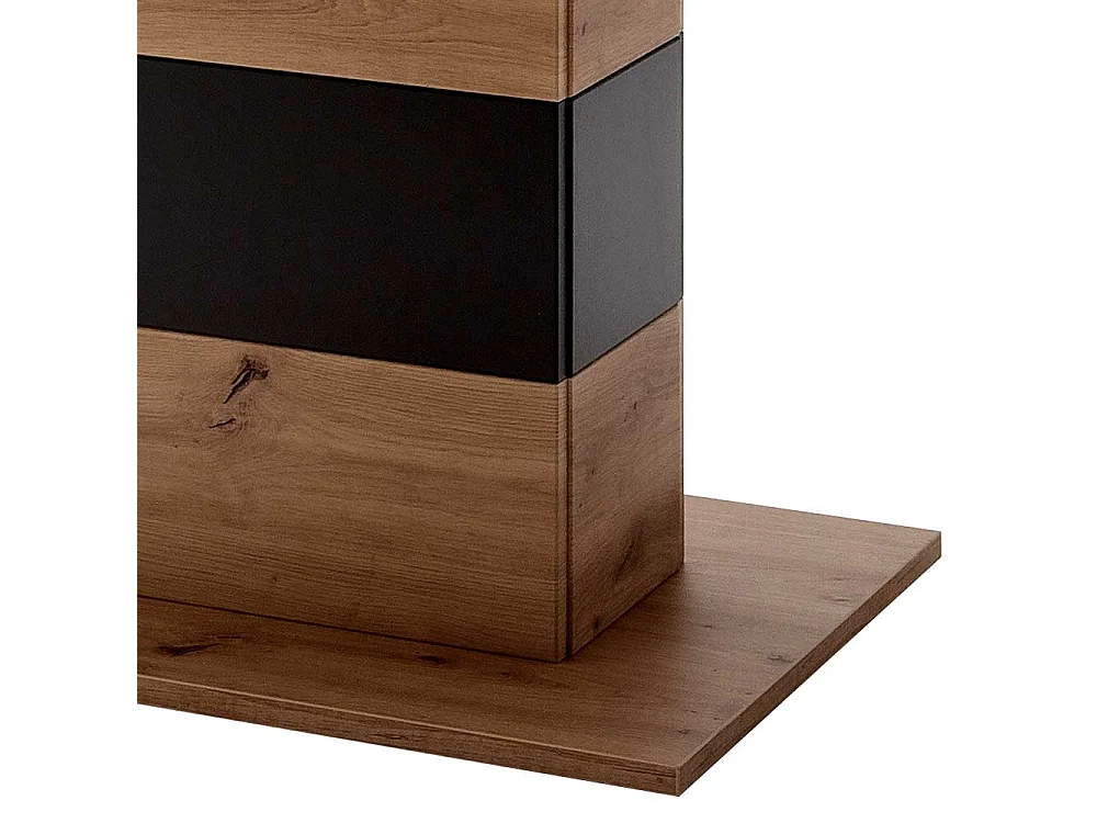 Ausziehbarer Esstisch mit Säulengestell Eiche Optik und Anthrazit