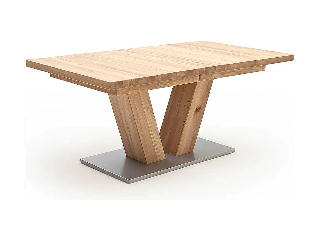 Ausziehbarer Tisch mit V-Fußgestell Eiche Massivholz