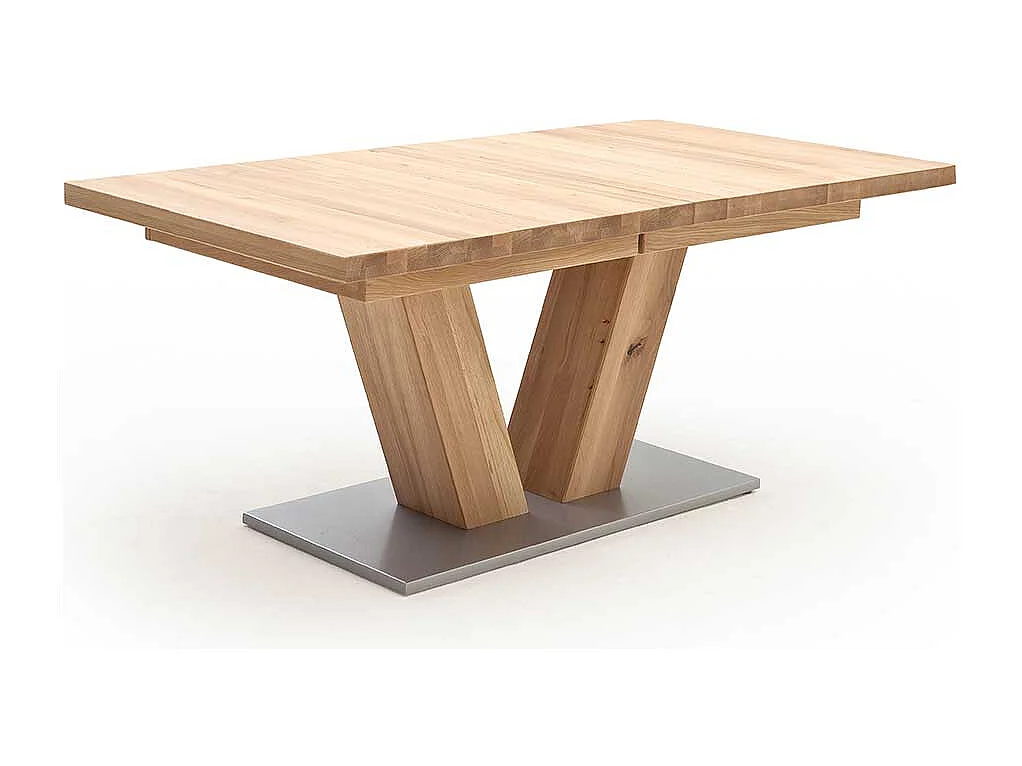 Ausziehbarer Tisch mit V-Fußgestell Eiche Massivholz