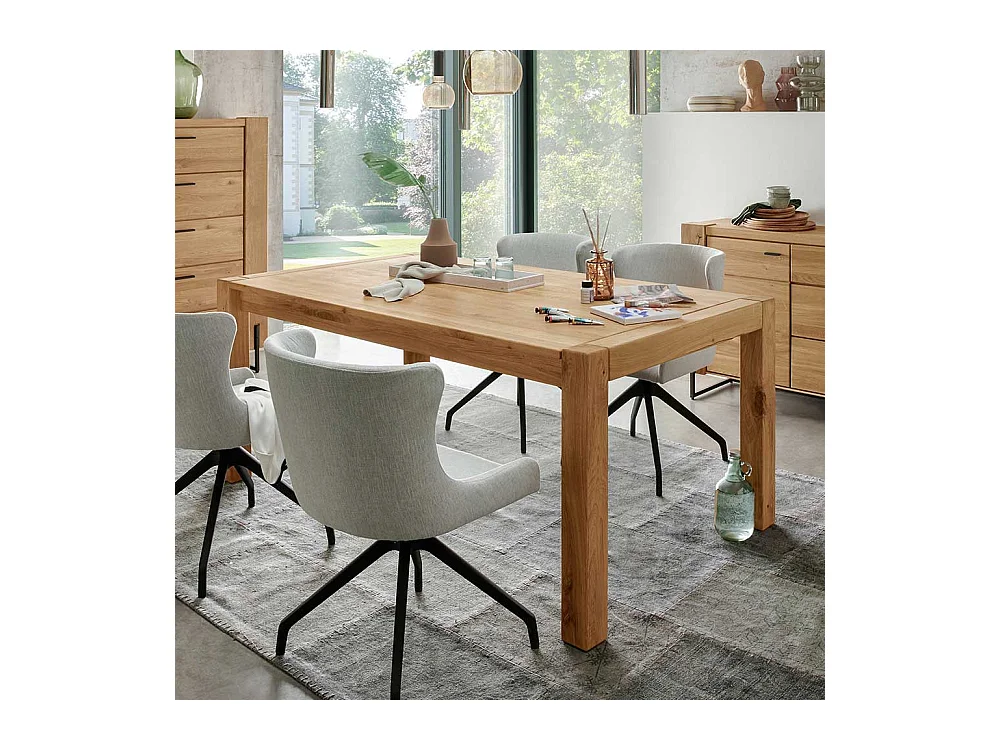 Tisch Massivholz ausziehbar aus Wildeiche Front Butterflyauszug