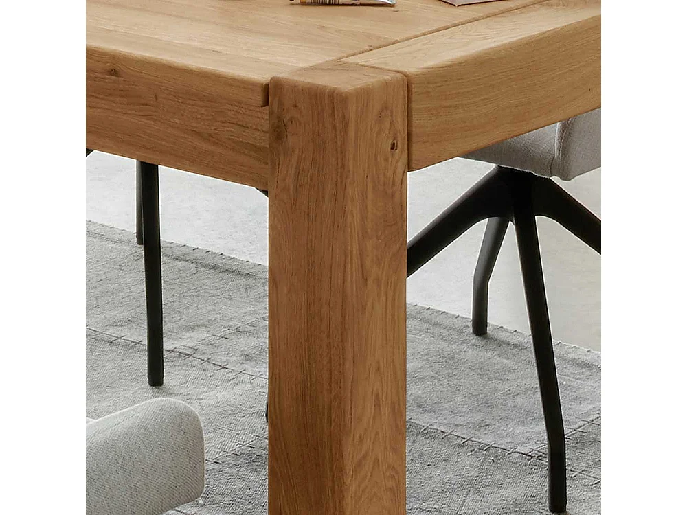 Tisch Massivholz ausziehbar aus Wildeiche Front Butterflyauszug