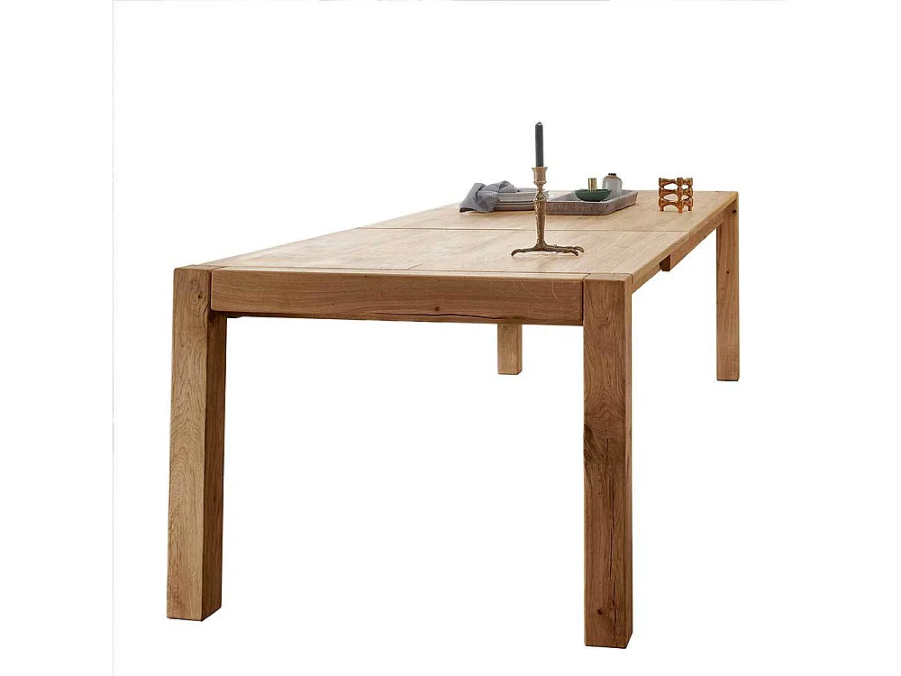 Tisch Massivholz ausziehbar aus Wildeiche Front Butterflyauszug