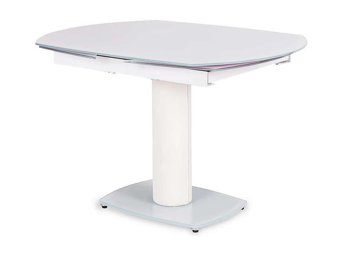 Glas Esszimmertisch in Weiß ausziehbar