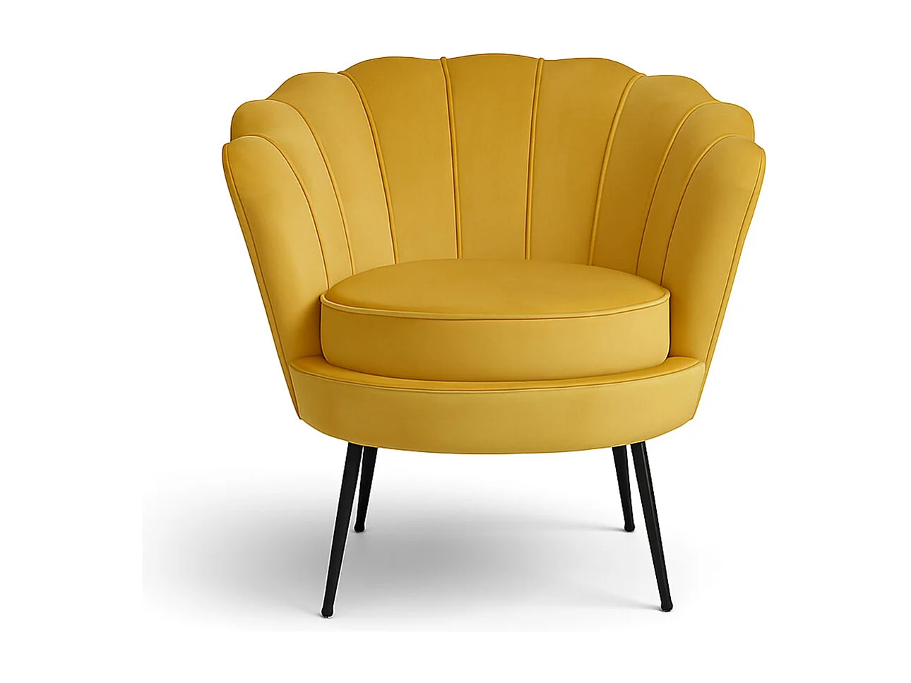 Nice Fauteuil en velours curry jaune.