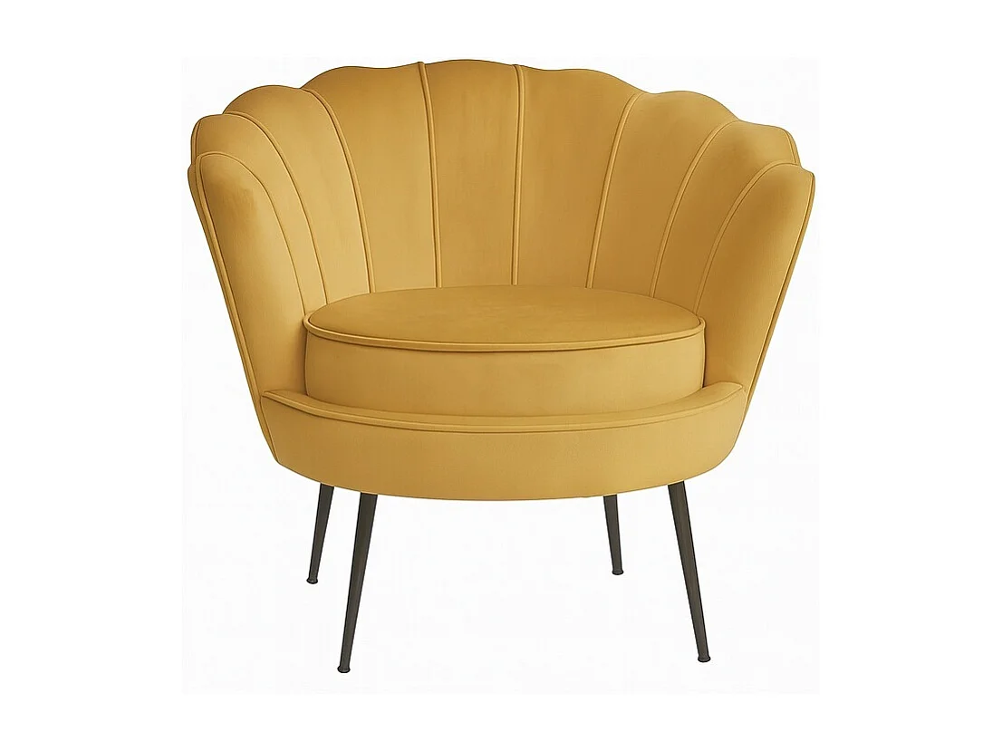 Nice fauteuil velours kerriegeel.