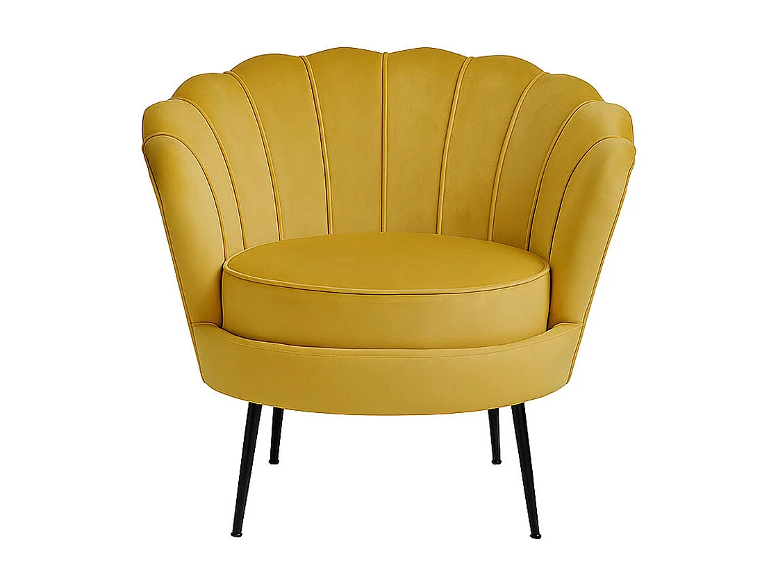 Nice fauteuil velours kerriegeel.