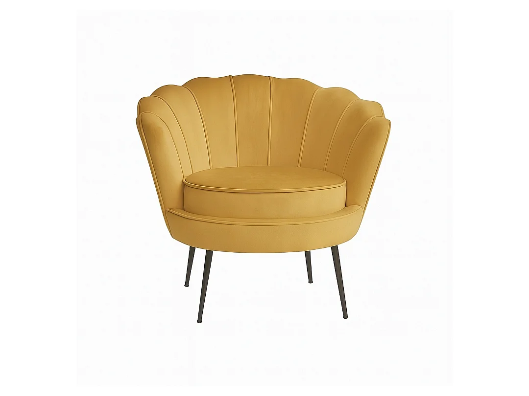 Nice Sessel Velour curry gelb.