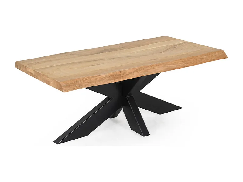 Table basse 120 x 60 cm en chêne clair massif et métal noir - OTTAWA