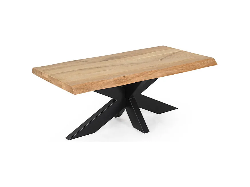 Table basse 120 x 60 cm en chêne clair massif et métal noir - OTTAWA