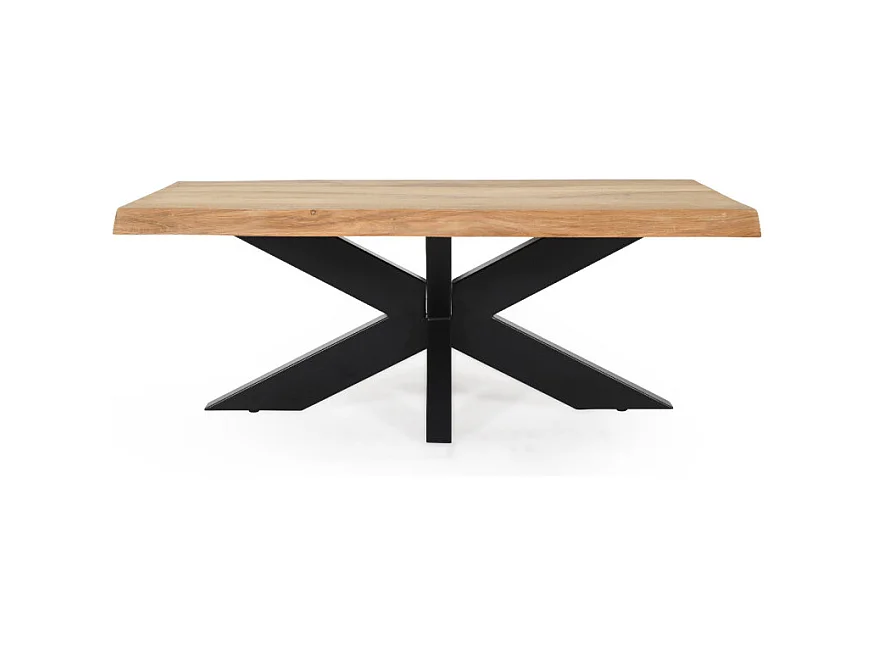 Table basse 120 x 60 cm en chêne clair massif et métal noir - OTTAWA