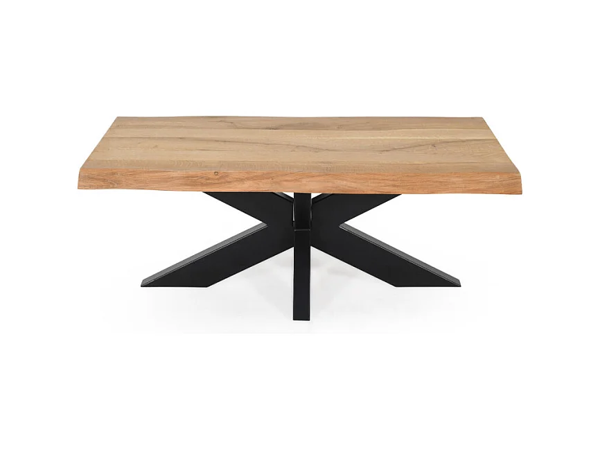 Table basse 120 x 60 cm en chêne clair massif et métal noir - OTTAWA