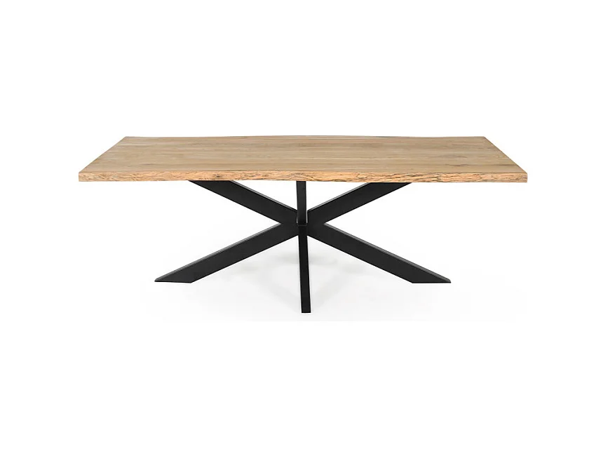 Table 200 x 100 cm bois de chêne et pied croix en métal noir - OTTAWA
