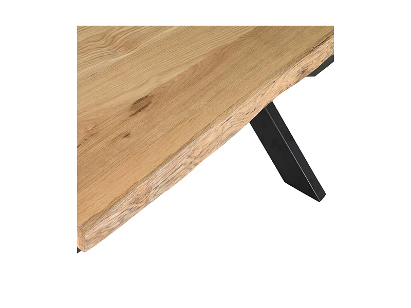 Table 200 x 100 cm bois de chêne et pied croix en métal noir - OTTAWA