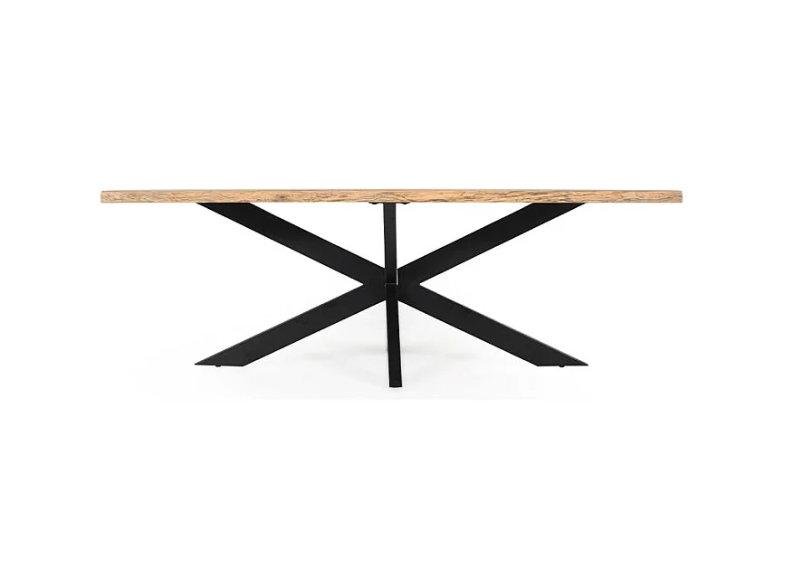 Table 200 x 100 cm bois de chêne et pied croix en métal noir - OTTAWA