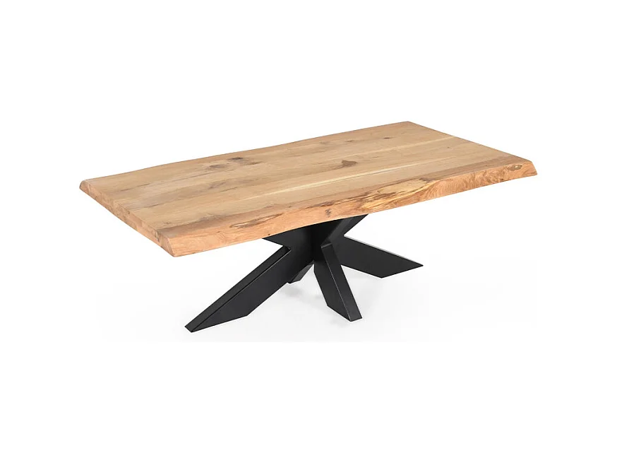 Table basse 140 x 70 cm en chêne clair massif et métal noir - OTTAWA