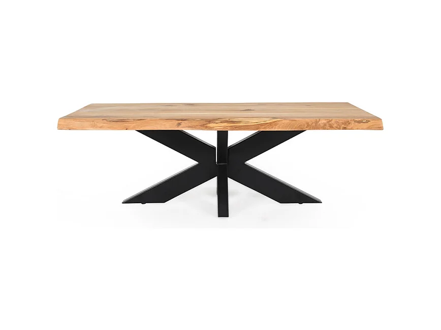 Table basse 140 x 70 cm en chêne clair massif et métal noir - OTTAWA