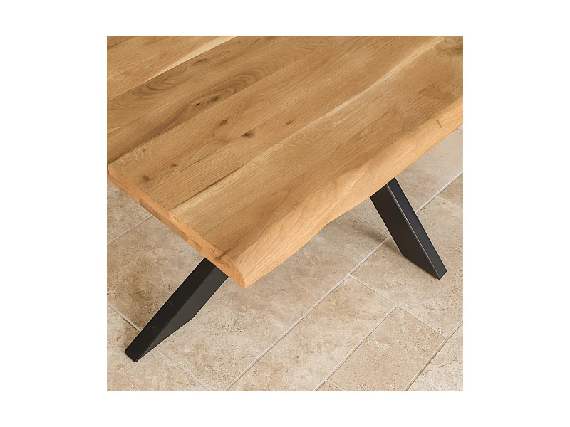 Table basse 140 x 70 cm en chêne clair massif et métal noir - OTTAWA