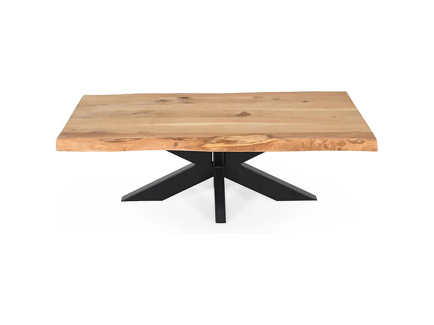 Table basse 140 x 70 cm en chêne clair massif et métal noir - OTTAWA