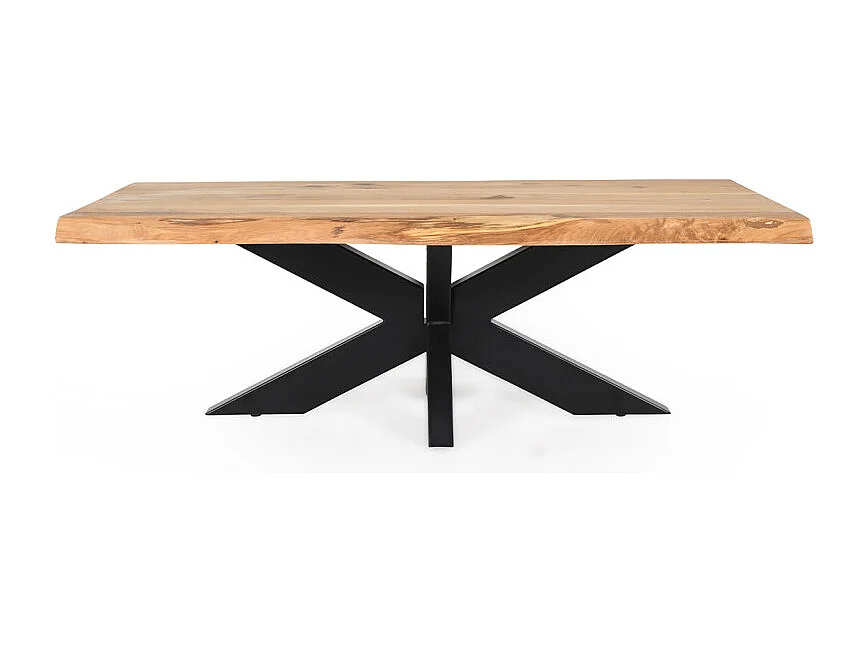 Table basse 140 x 70 cm en chêne clair massif et métal noir - OTTAWA