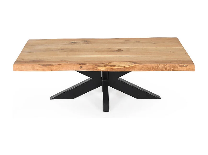 Table basse 140 x 70 cm en chêne clair massif et métal noir - OTTAWA