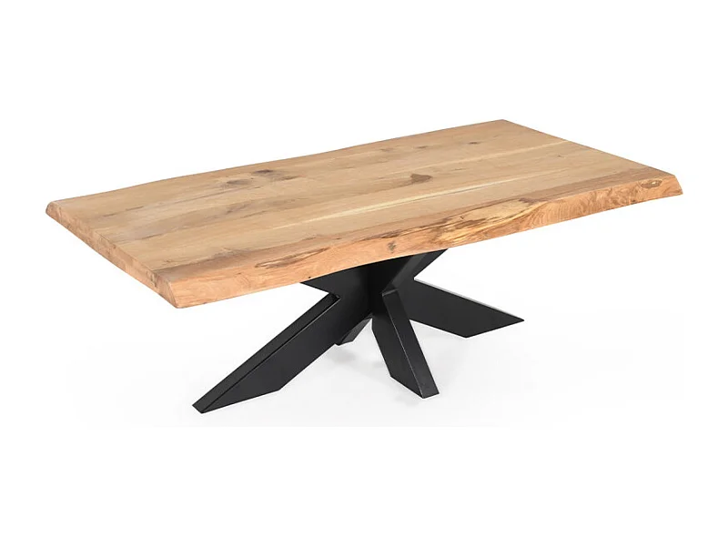 Table basse 140 x 70 cm en chêne clair massif et métal noir - OTTAWA