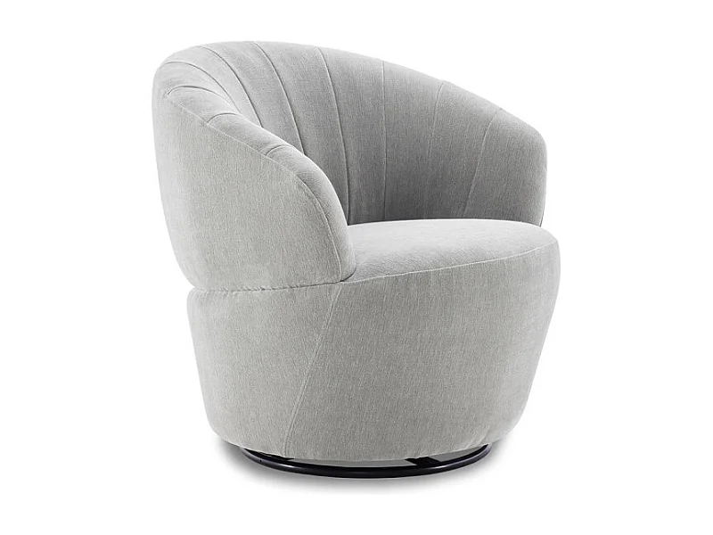 Fauteuil rond pivotant 360° tissu doux microfibre gris – COROLLA