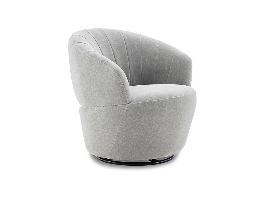 Fauteuil rond pivotant 360° tissu doux microfibre gris – COROLLA