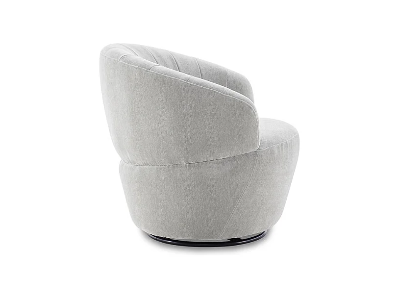 Fauteuil rond pivotant 360° tissu doux microfibre gris – COROLLA
