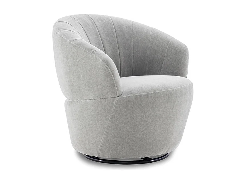 Fauteuil rond pivotant 360° tissu doux microfibre gris – COROLLA