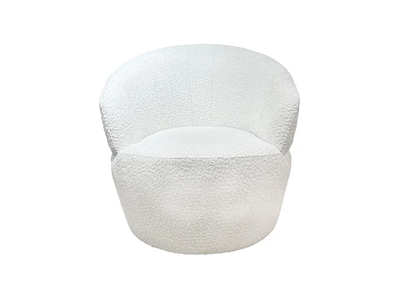 Fauteuil rond pivotant 360° tissu bouclé blanc cassé – COROLLA