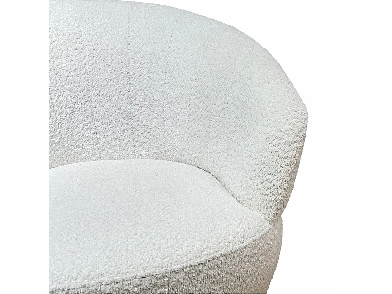 Fauteuil rond pivotant 360° tissu bouclé blanc cassé – COROLLA