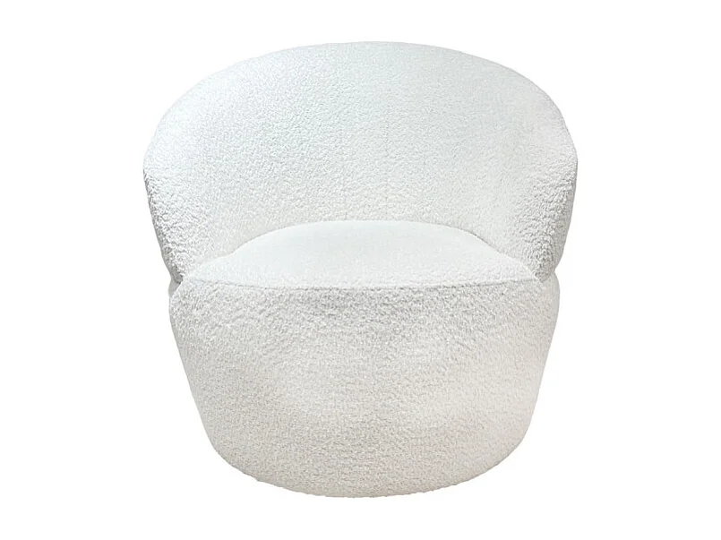 Fauteuil rond pivotant 360° tissu bouclé blanc cassé – COROLLA