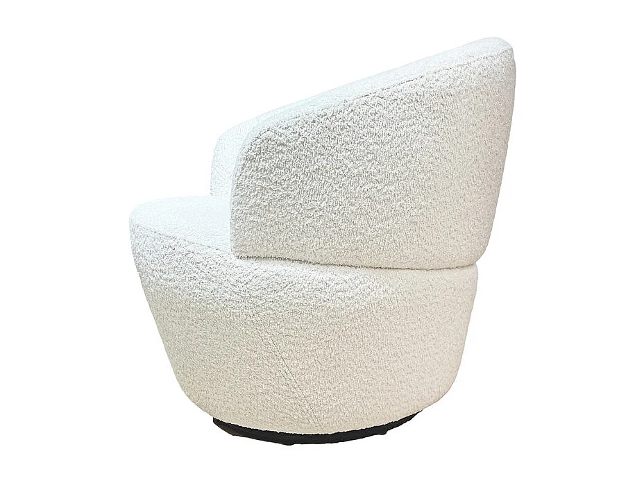 Fauteuil rond pivotant 360° tissu bouclé blanc cassé – COROLLA