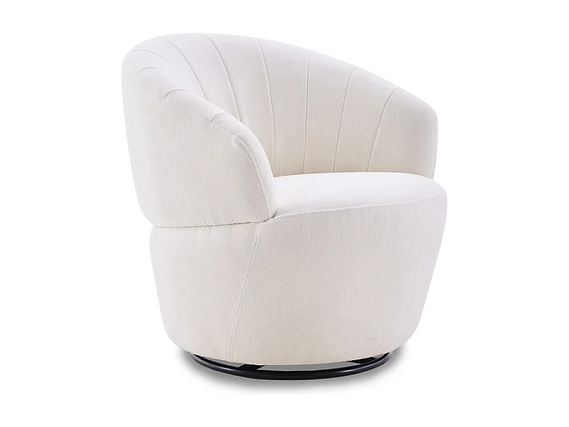 Fauteuil rond pivotant 360° tissu doux microfibre beige – COROLLA