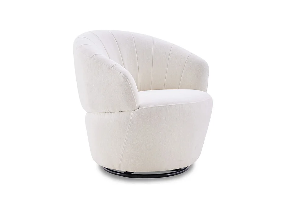 Fauteuil rond pivotant 360° tissu doux microfibre beige – COROLLA