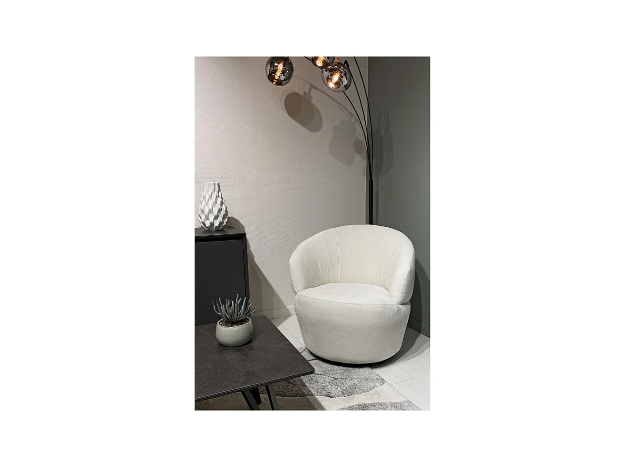 Fauteuil rond pivotant 360° tissu doux microfibre beige – COROLLA