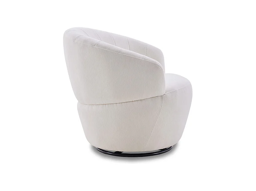 Fauteuil rond pivotant 360° tissu doux microfibre beige – COROLLA