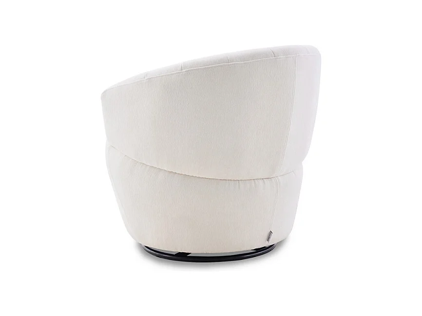 Fauteuil rond pivotant 360° tissu doux microfibre beige – COROLLA