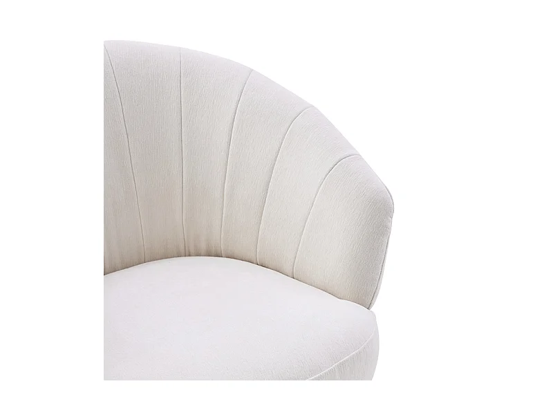 Fauteuil rond pivotant 360° tissu doux microfibre beige – COROLLA