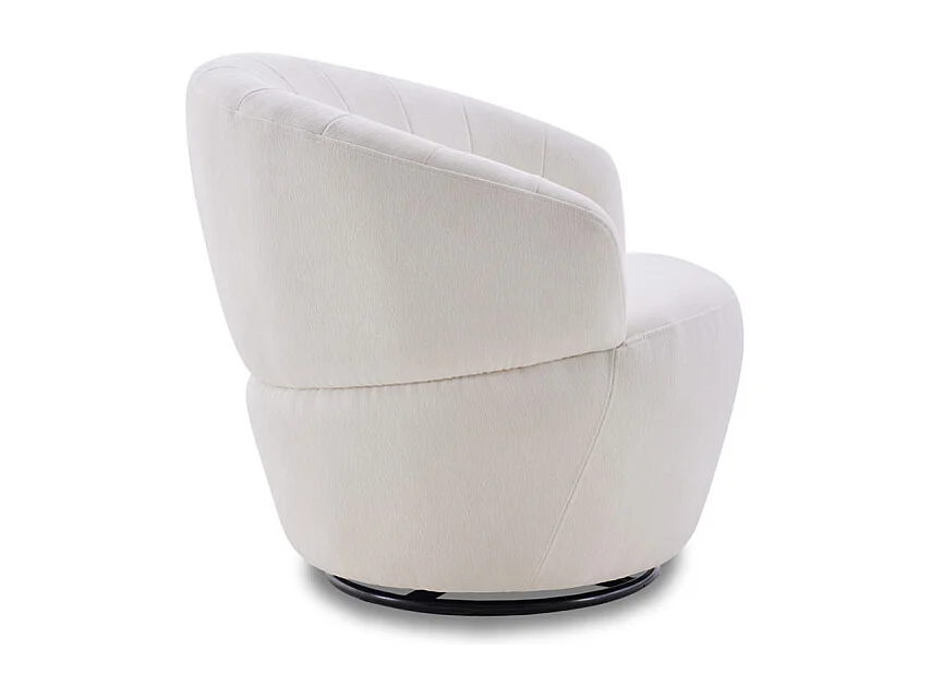 Fauteuil rond pivotant 360° tissu doux microfibre beige – COROLLA