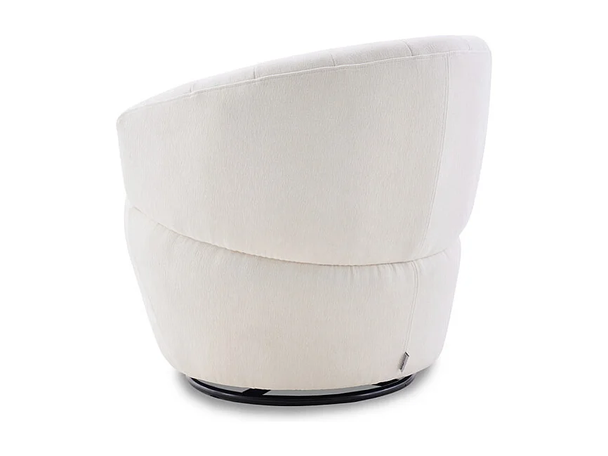 Fauteuil rond pivotant 360° tissu doux microfibre beige – COROLLA