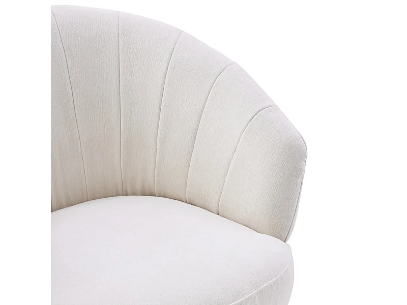 Fauteuil rond pivotant 360° tissu doux microfibre beige – COROLLA