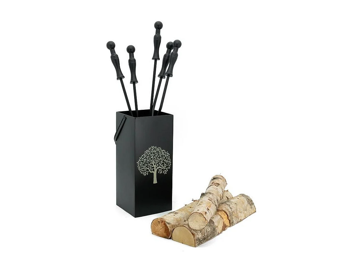 Serviteur de cheminée moderne 4 accessoires Arbre de vie