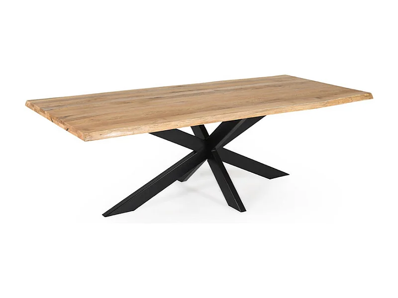 Table 220 x 100 cm bois de chêne et pied croix en métal noir - OTTAWA